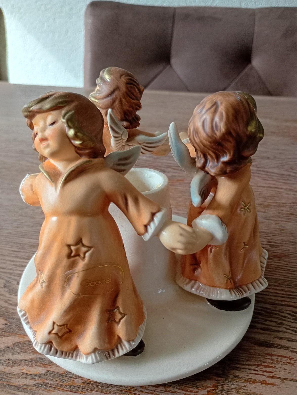 Goebel zwierende engeltjes Kaarsenhouder  Vintage Keramiek, Ophalen of Verzenden