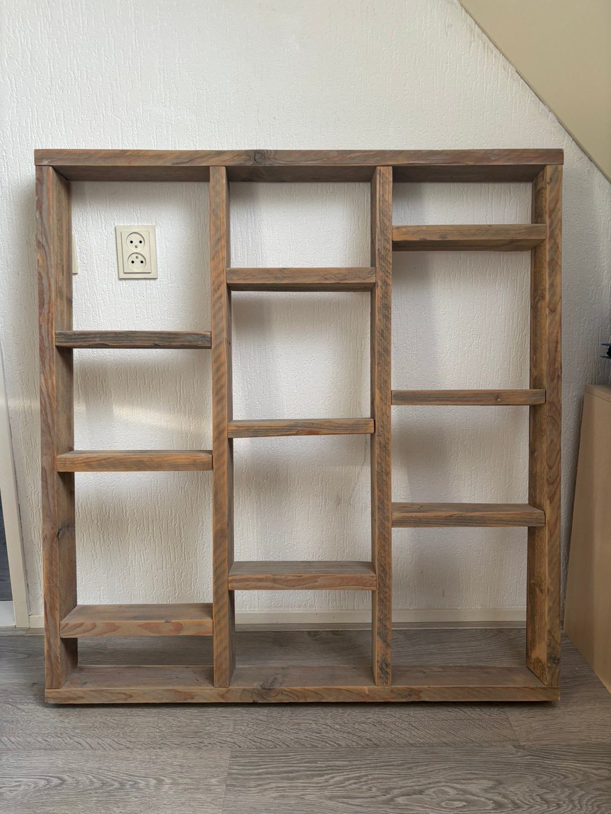 Houten vakkenkast / wandrek 100x100 cm, Ophalen, Met plank(en), Gebruikt, 100 tot 150 cm