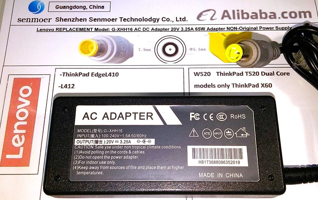 Lenovo IBM 20V 3.25A 65W Adapter G-XHH16 Lader oplader Kabel, Ophalen of Verzenden, Zo goed als nieuw, Lenovo