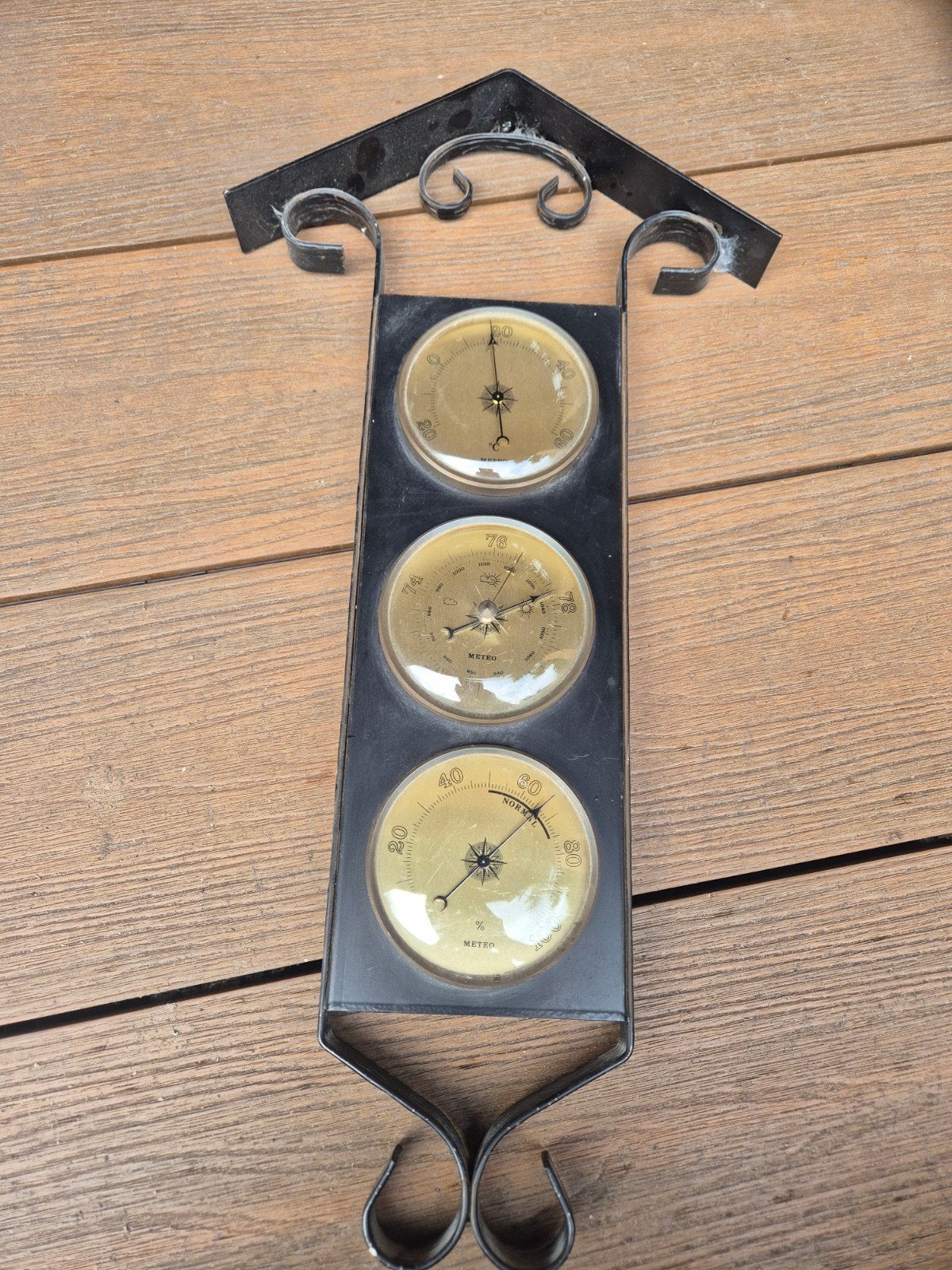 Vintage Weerstation met Barometer, Thermometer, Hygrometer, Ophalen, Gebruikt, Weerstation