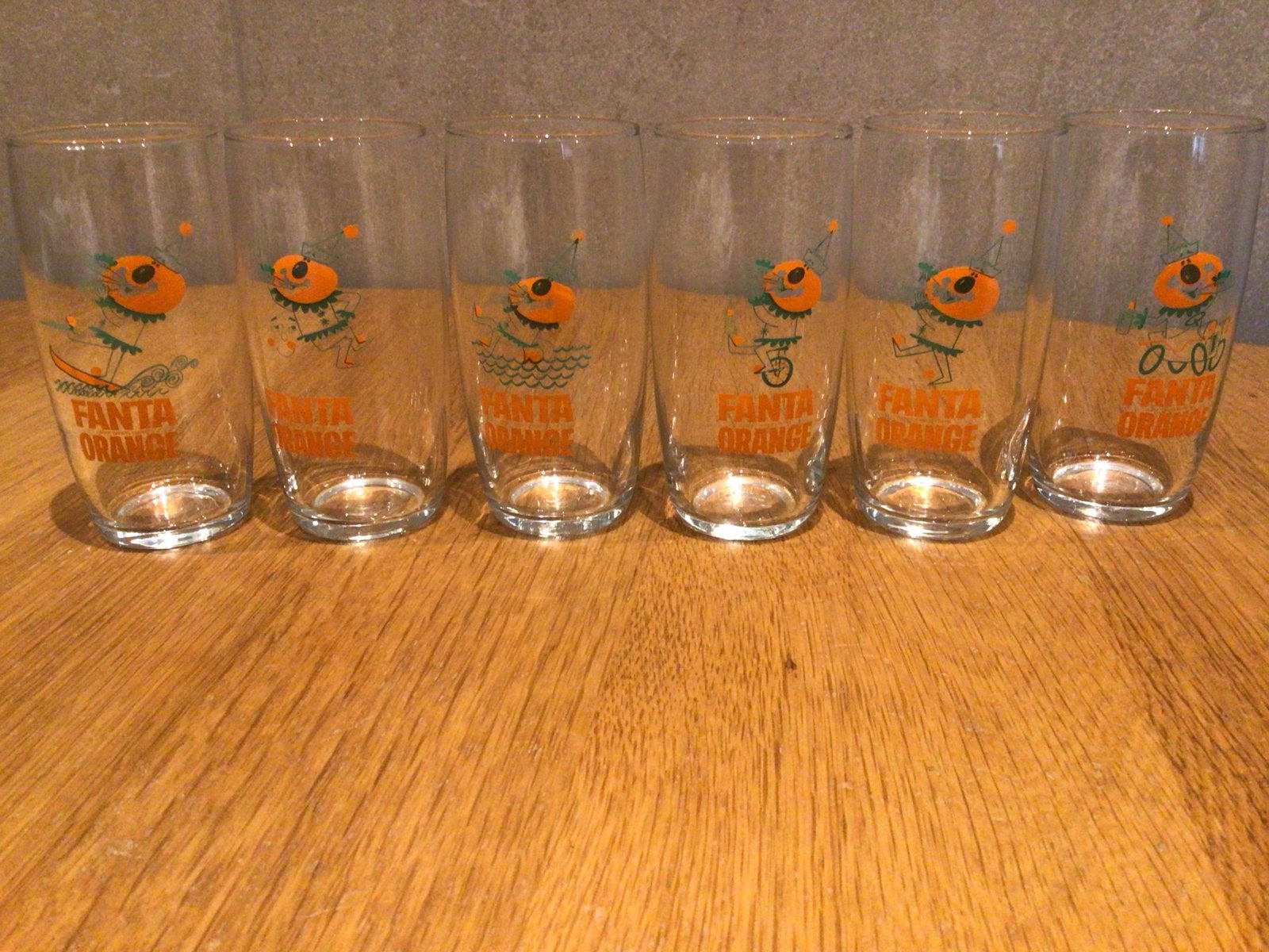 Set van 6 vintage Fanta Orange limonade glazen, Ophalen of Verzenden, Meerkleurig, Overige merken, Glas