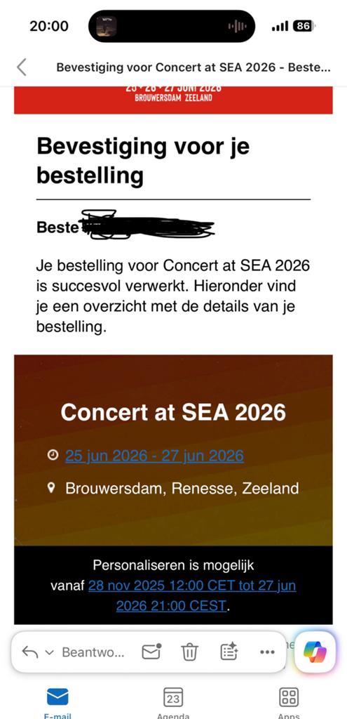 Zaterdag ticket Concert At Sea 2026 - CAS, Tickets en Kaartjes, Eén persoon