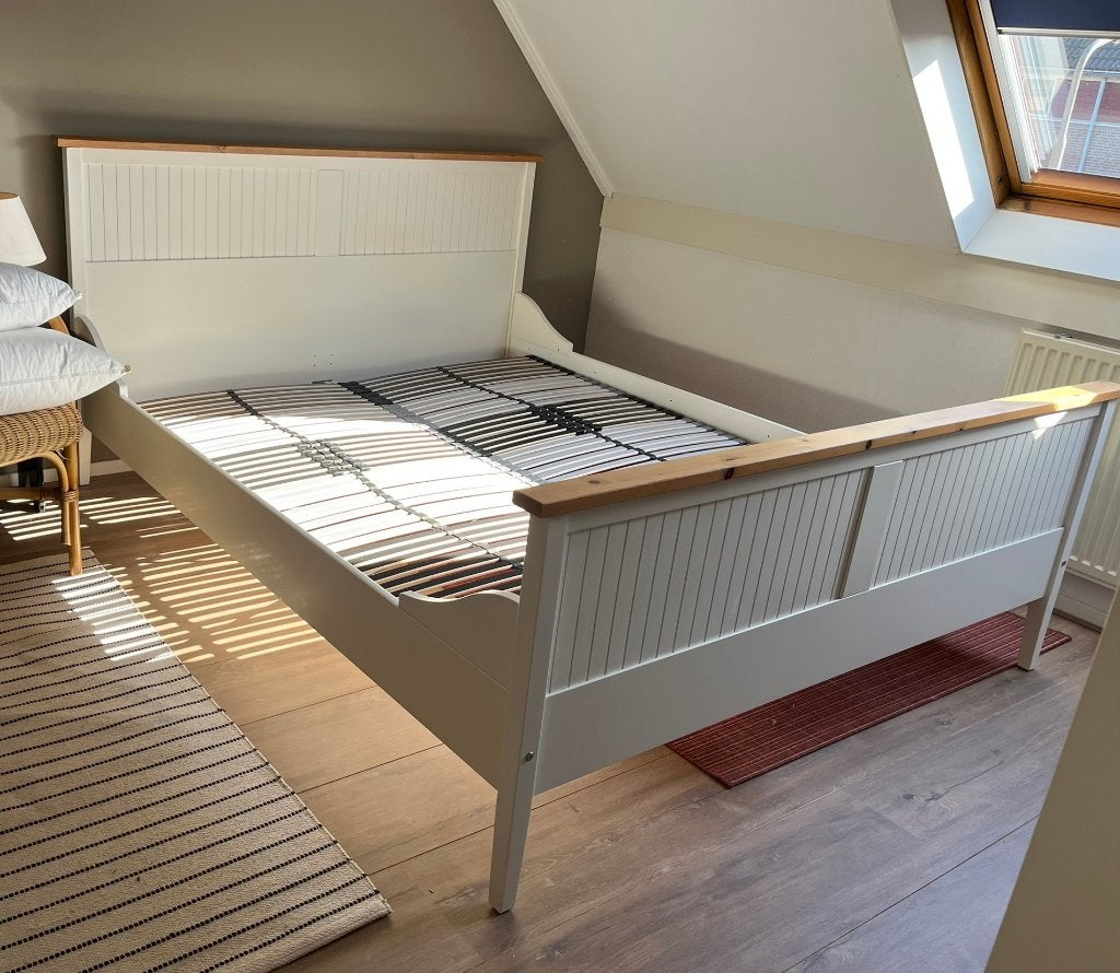 IKEA Hemnes bed (160x200) met lattenbodems en matras, Ophalen, Gebruikt, Wit, Tweepersoons