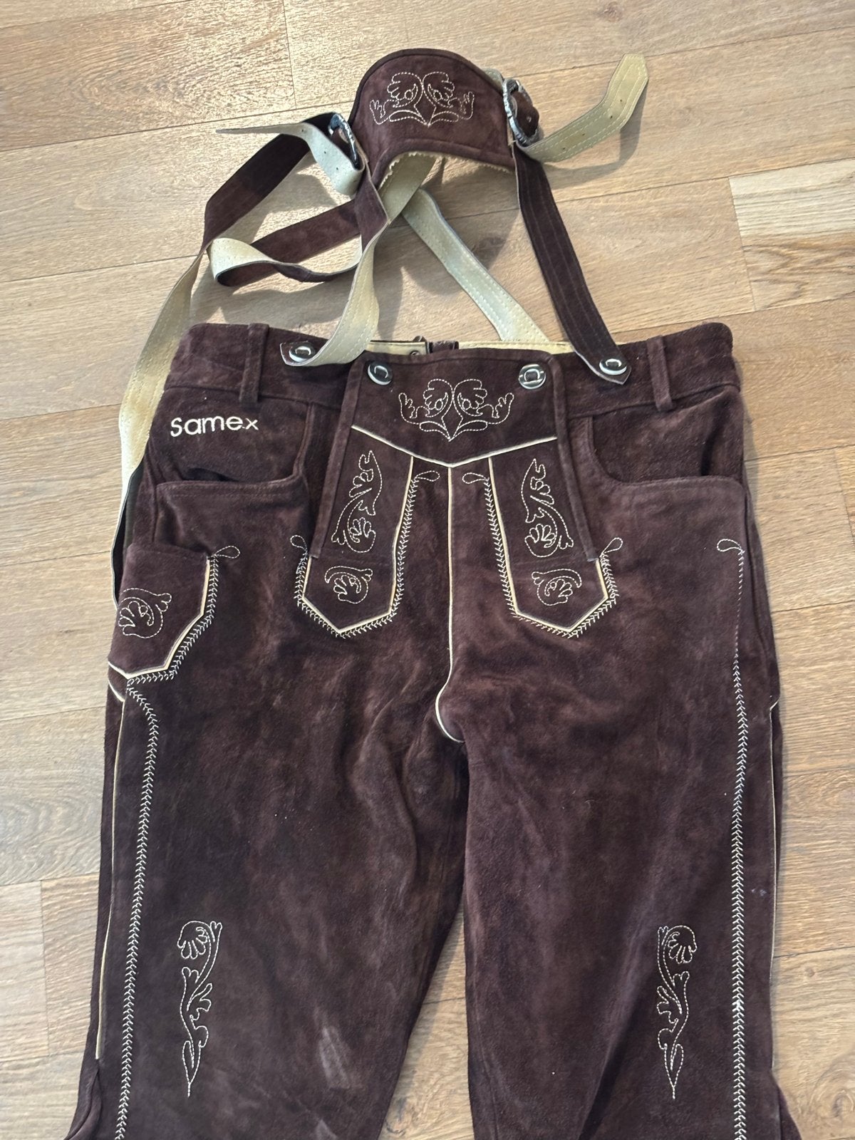 Lederhose Maat 50 (M) Bruin Oktoberfest, Ophalen of Verzenden, Zo goed als nieuw, Maat 48/50 (M), Bruin