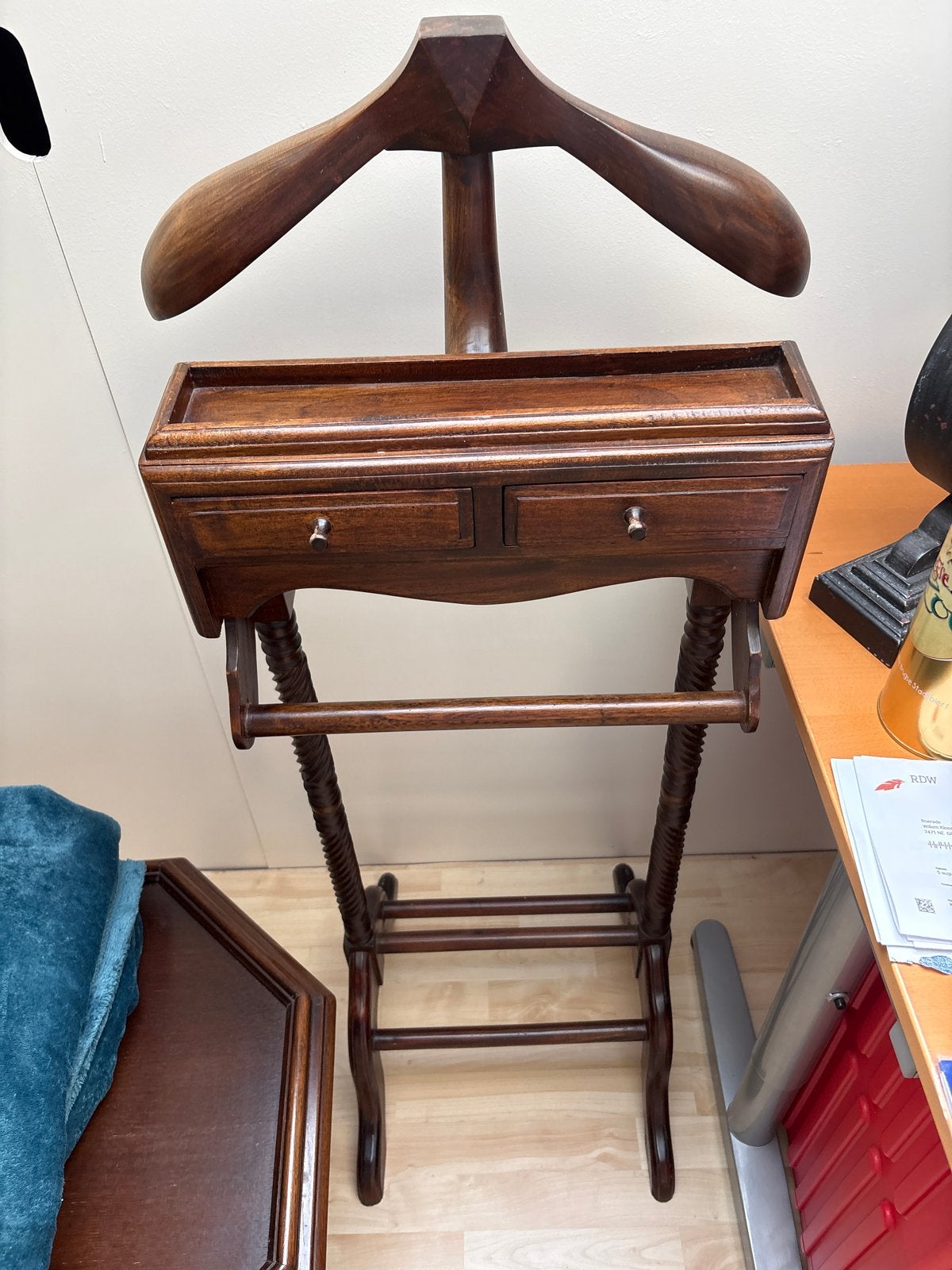 Vintage Houten Valet Stand met Lades, Antiek en Kunst, Ophalen