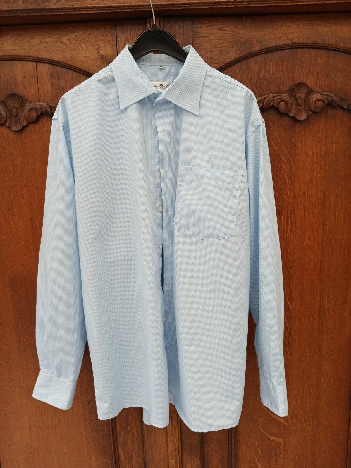 Royal Class overhemd maat 42, lichtblauw geruit, Kleding | Heren, Ophalen of Verzenden, Gedragen, Blauw, Halswijdte 41/42 (L)