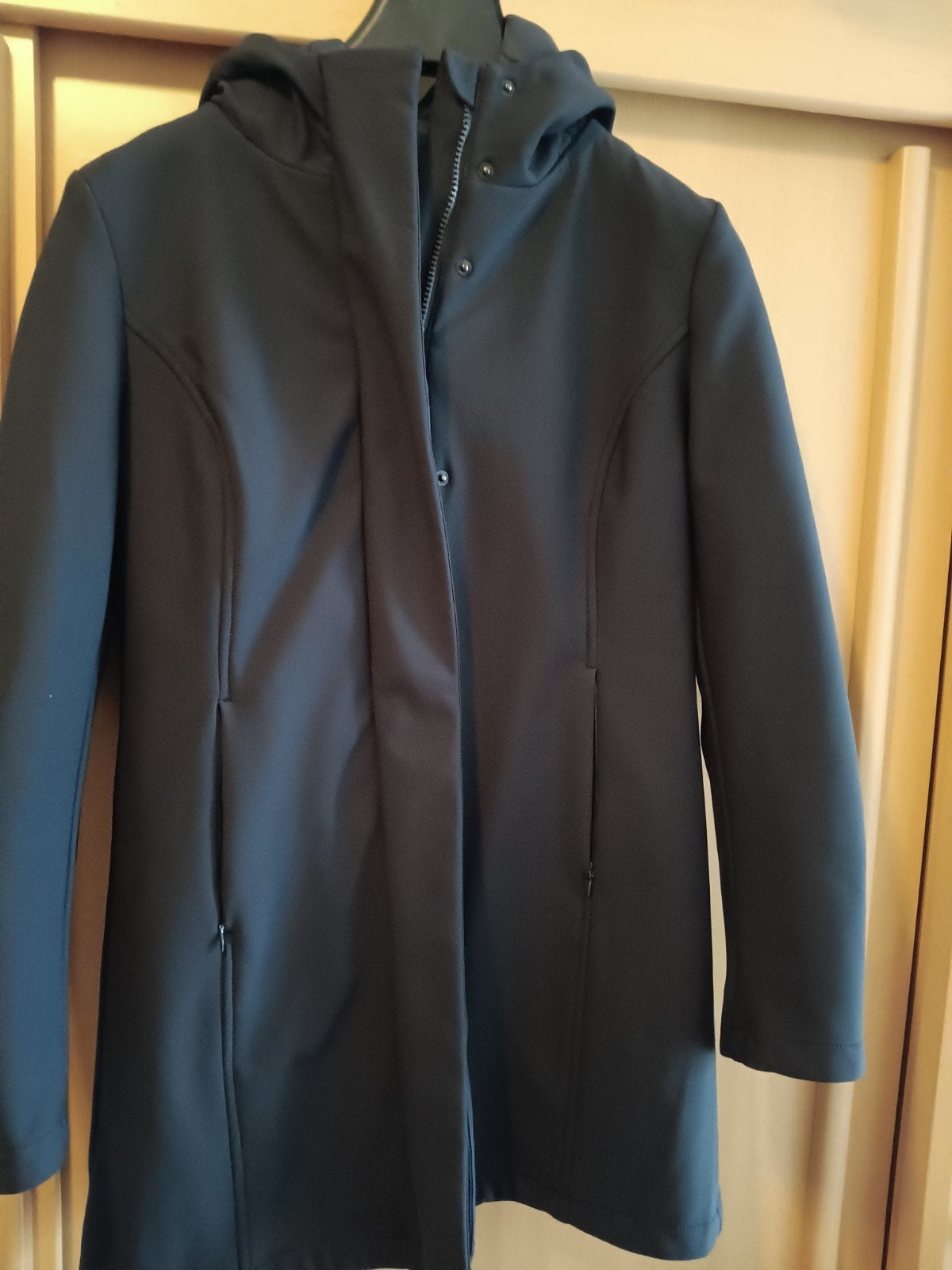 Zwarte dubbele jas, Kleding | Dames, Ophalen of Verzenden, Zo goed als nieuw, Maat 38/40 (M), Zwart