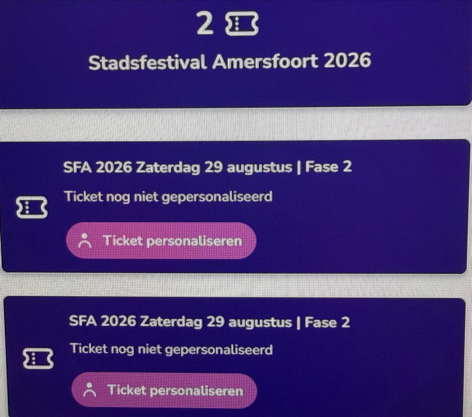 2 tickets STADSFESTIVAL AMERSFOORT, Twee personen