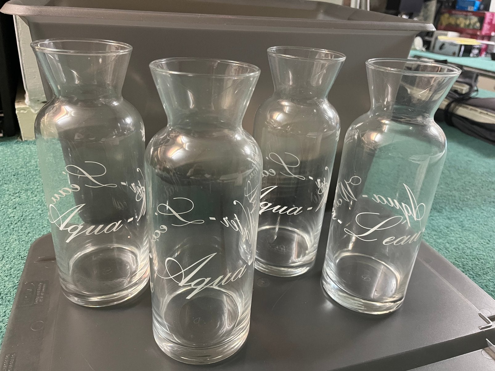12 water karaffen 3 soorten van 4, Ophalen, Gebruikt, Bierglas