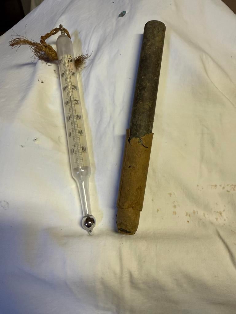 Antieke Kwikthermometer met Beschermhoes -afhalen !, Antiek en Kunst, Ophalen