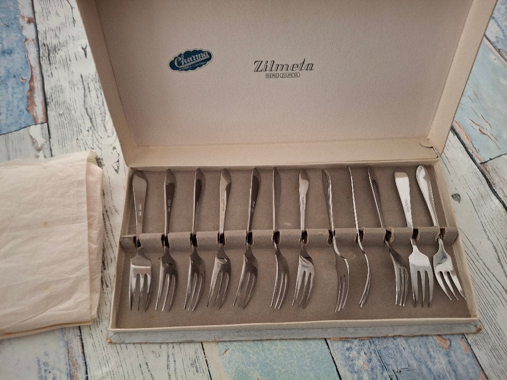 Zilmeta Gero set 12 vorkjes originele doos, Ophalen of Verzenden