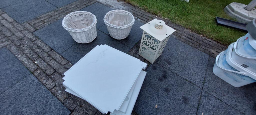 Rieten bloempotten wit 2×/bruiloft decoratie, Ophalen, Overige materialen, Rond, Minder dan 40 cm