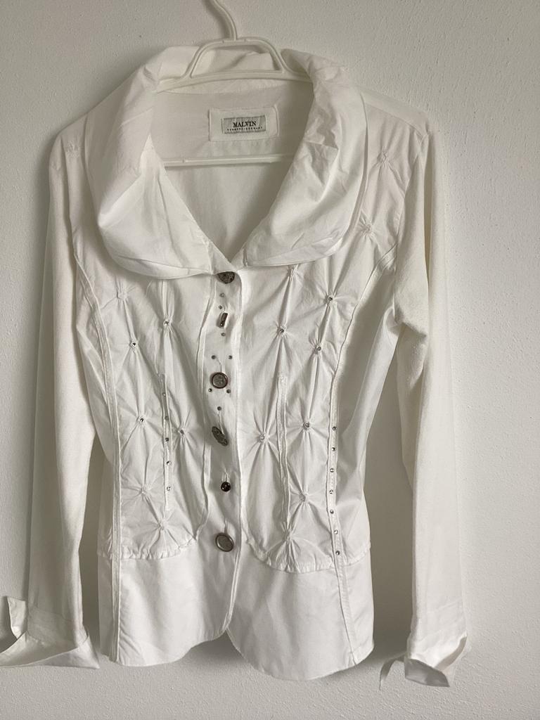 Witte blouse/ vest van Malvin, Ophalen of Verzenden, Zo goed als nieuw, Maat 38/40 (M), Wit