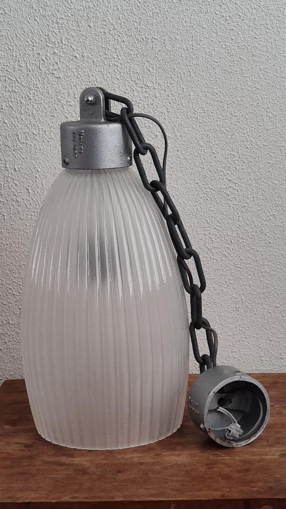 Industriële hanglamp van Rob Nollet, Ophalen, 50 tot 75 cm, Industrieel, Glas