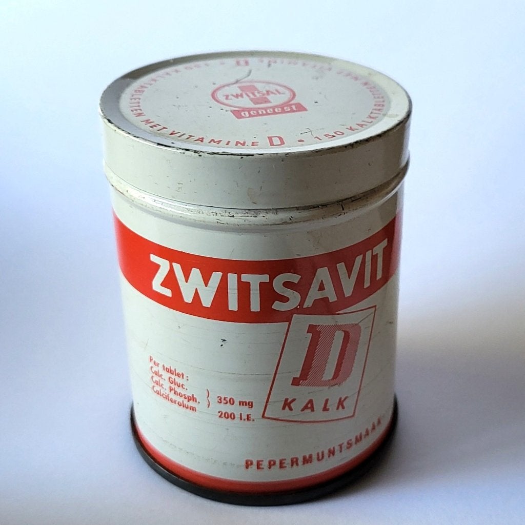 Zwitsavit D Kalktabletten blikje retro vintage, Ophalen of Verzenden, Gebruikt, Overige