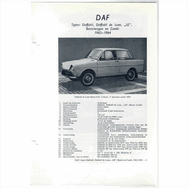 Daf Daffodil Vraagbaak losbladig 1963-1964 #2 Nederlands, Ophalen of Verzenden, Gelezen, Overige merken
