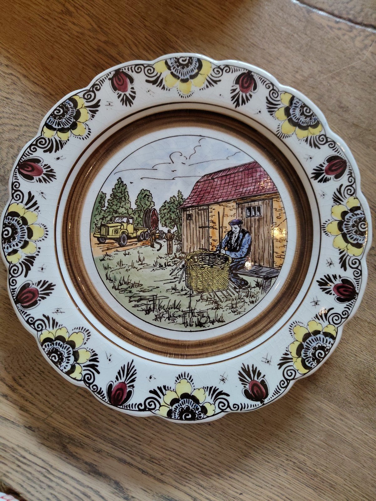 Handbeschilderd bord 1987 relatiegeschenk, Antiek en Kunst, Antiek | Wandborden en Tegels, Ophalen