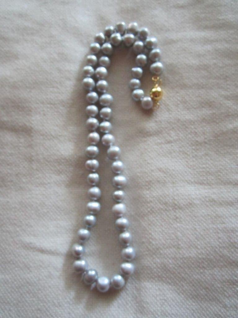 36.  Echte parels, zoetwaterparels  42cm / 8mm, Sieraden, Tassen en Uiterlijk, Kettingen, Ophalen, Nieuw, Grijs, Overige materialen