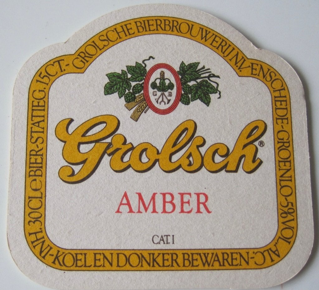 bierviltje van Grolsch Amber, Ophalen of Verzenden, Zo goed als nieuw, Viltje(s), Grolsch