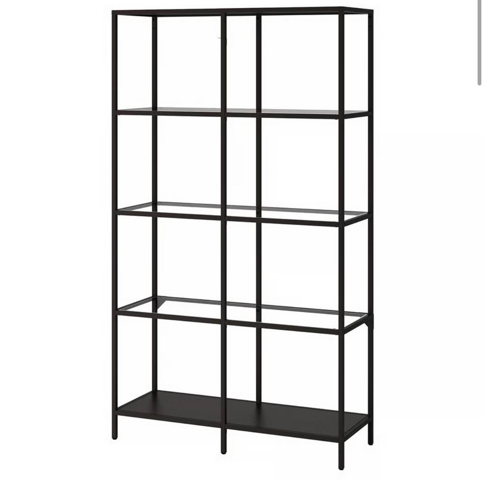 VITTSJÖ IKEA Stellingkast, WIT/glas, 100x175 cm, Huis en Inrichting, Kasten | Stellingkasten, Ophalen, Zo goed als nieuw