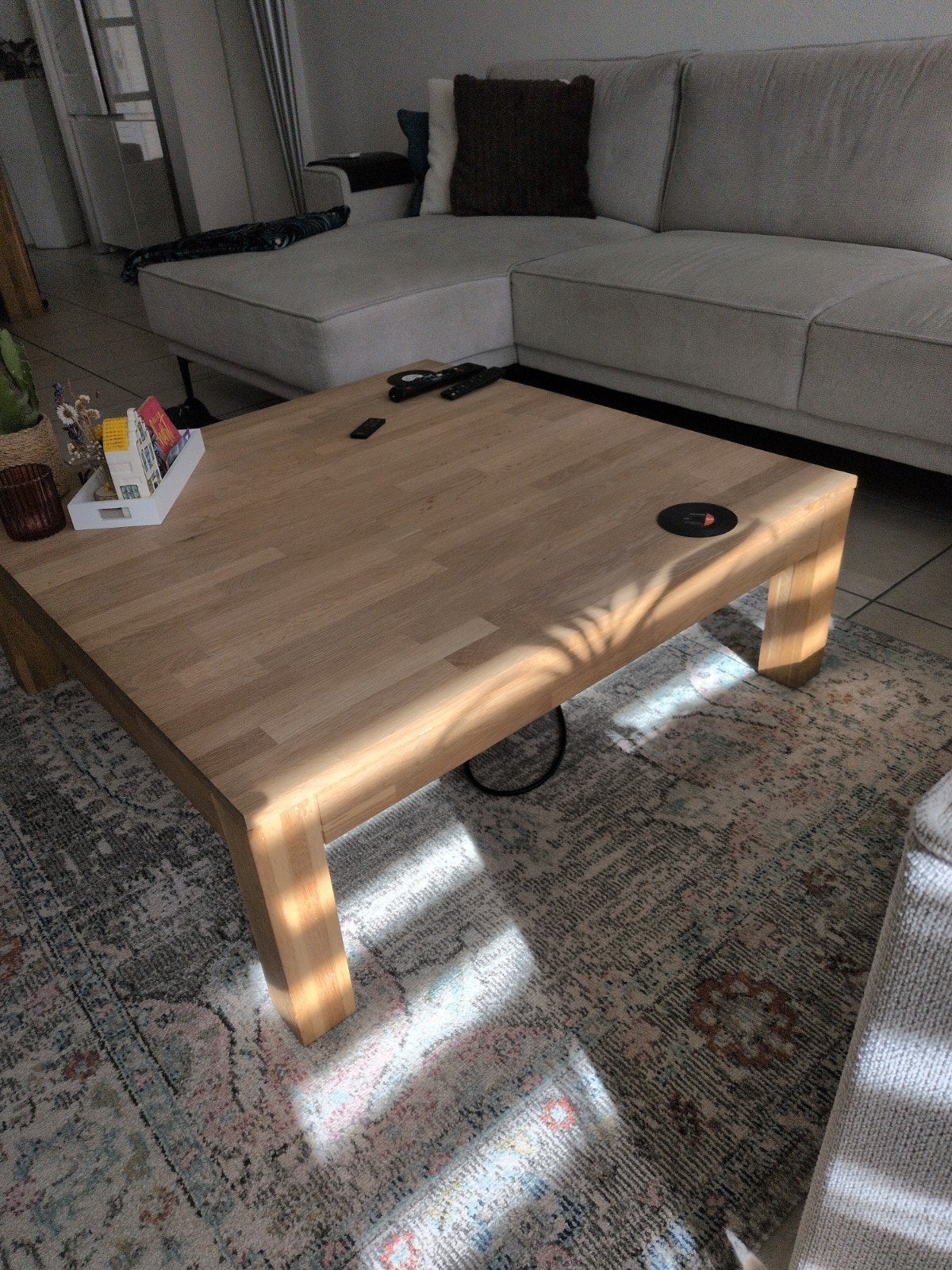 Licht eiken salontafel, Gebruikt, 50 tot 100 cm, Eikenhout, Vierkant
