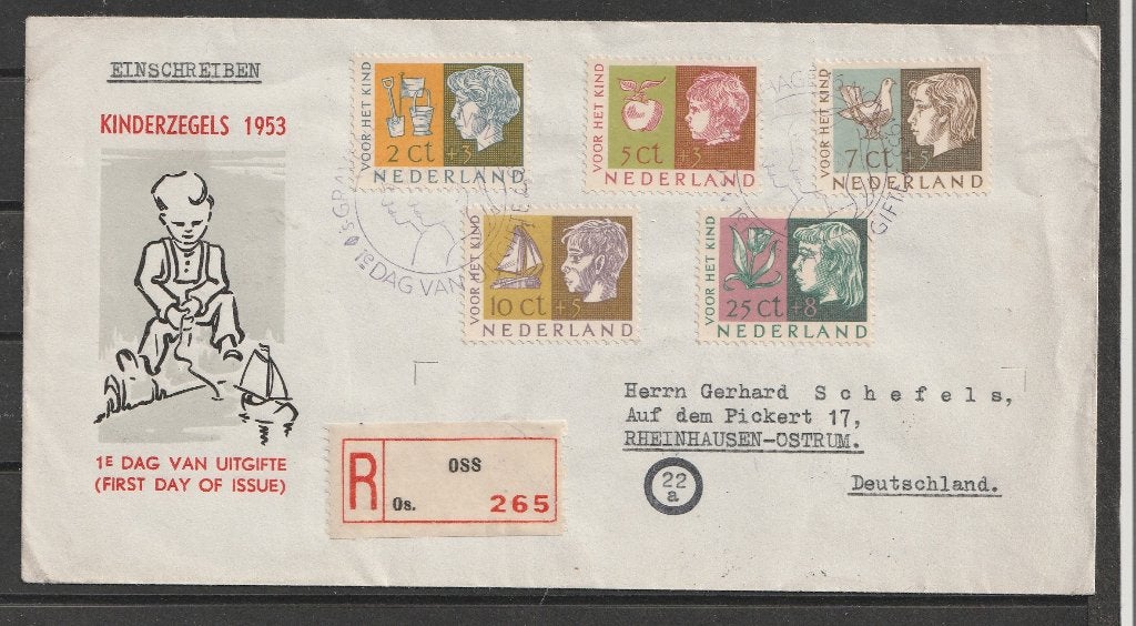 E15  1953 Kinderzegels FDC, Ophalen of Verzenden, Na 1940, Gestempeld