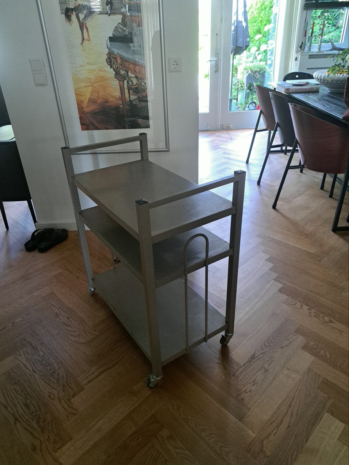 Industriële opberger, Huis en Inrichting, Tafels | Sidetables, Ophalen, Gebruikt, 50 tot 100 cm, Metaal