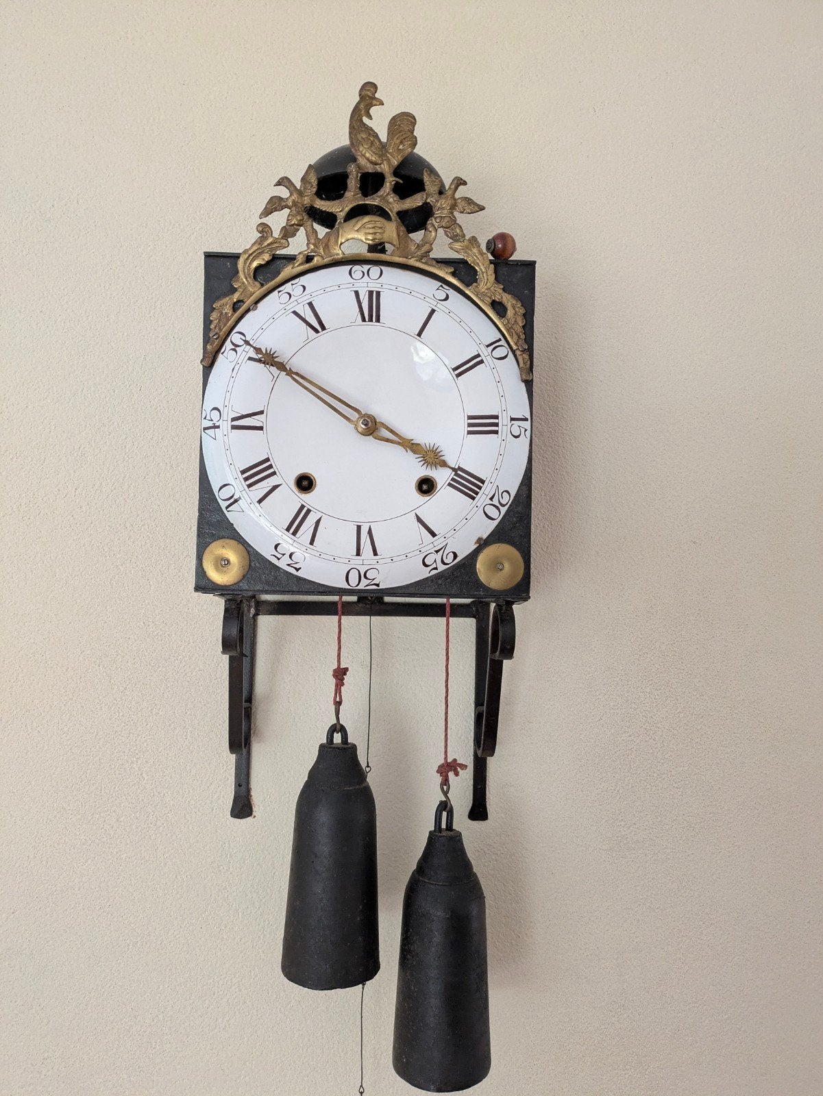 Antieke Klok met Haan en Gewichten, Antiek en Kunst, Ophalen