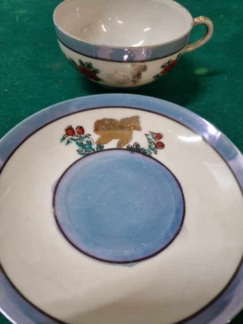 kop en schotel chinees gedecoreed eierschaal, Ophalen of Verzenden