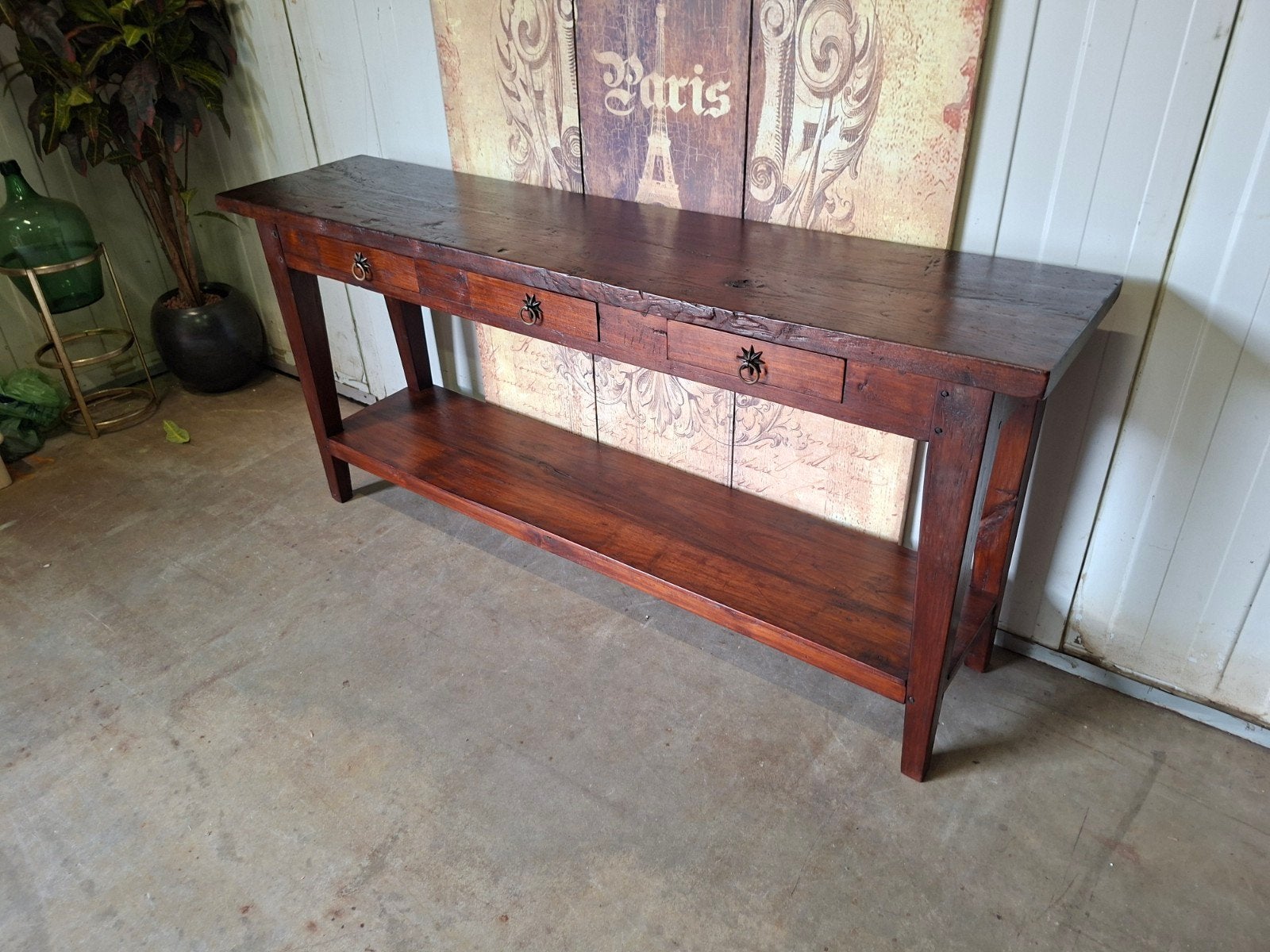 Teakhouten sidetable, haltafel, wandconsole, Ophalen of Verzenden, 25 tot 50 cm, Rechthoekig