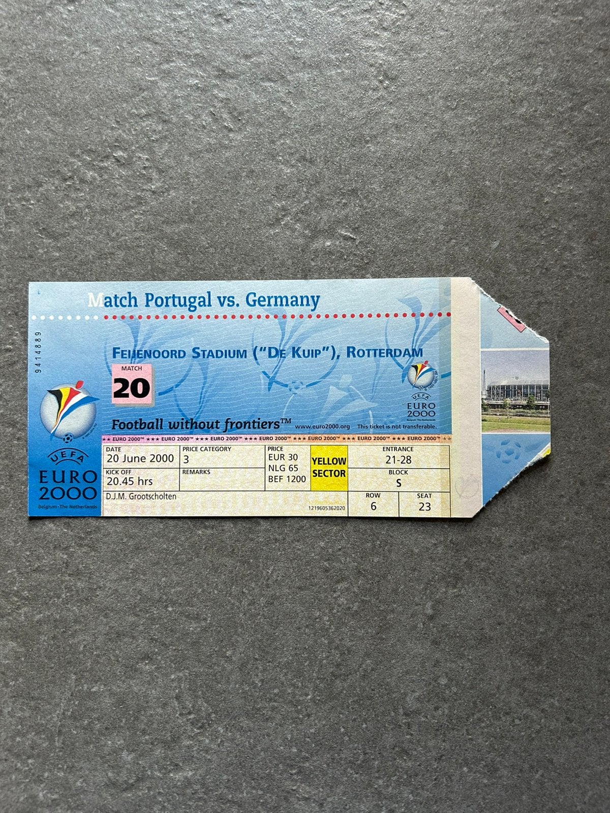 Portugal - Duitsland ticket, Ophalen of Verzenden, Buitenlandse clubs, Overige typen