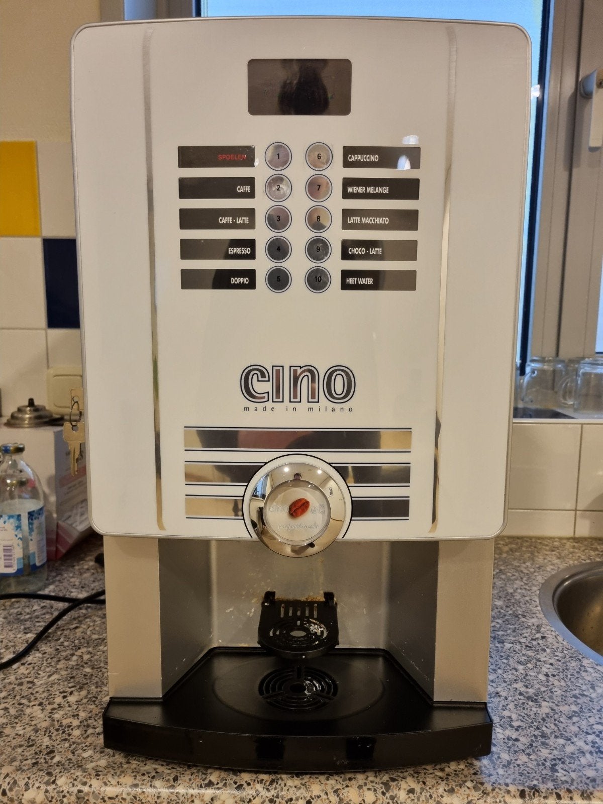 Rheavendours Cino EC Pro Compact Bonenmachine - Defect, Ophalen, Gebruikt, 10 kopjes of meer, Koffiemachine