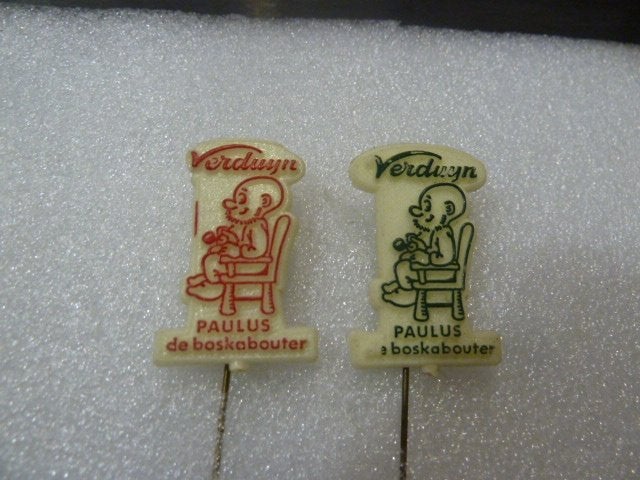 Paulus de Boskabouter speldjes - Verduyn, Ophalen of Verzenden, Gebruikt, Figuurtje, Speldje of Pin