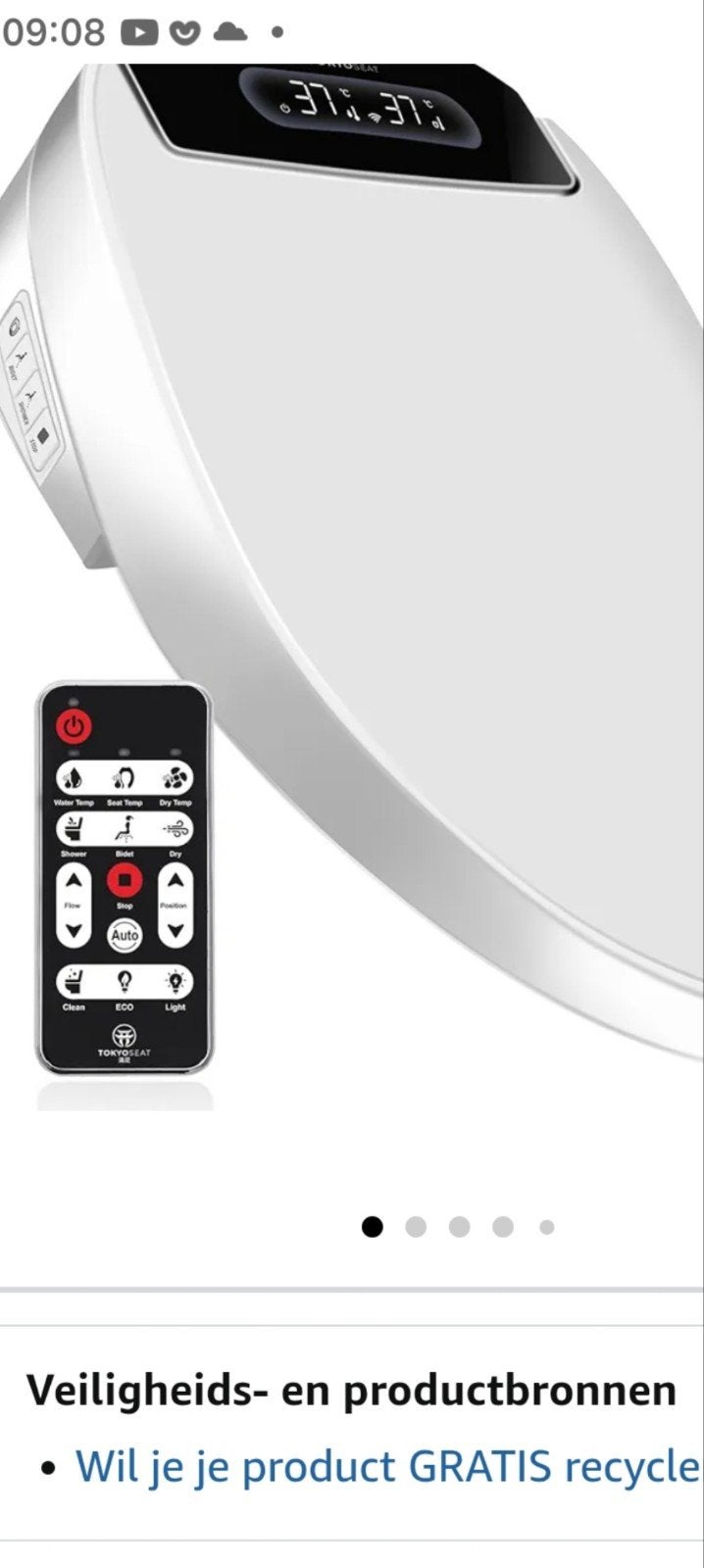 Bidet toiletbril met Afstandsbediening,  NIEUW IN DOOS !!, Ophalen of Verzenden, Nieuw, Toilet