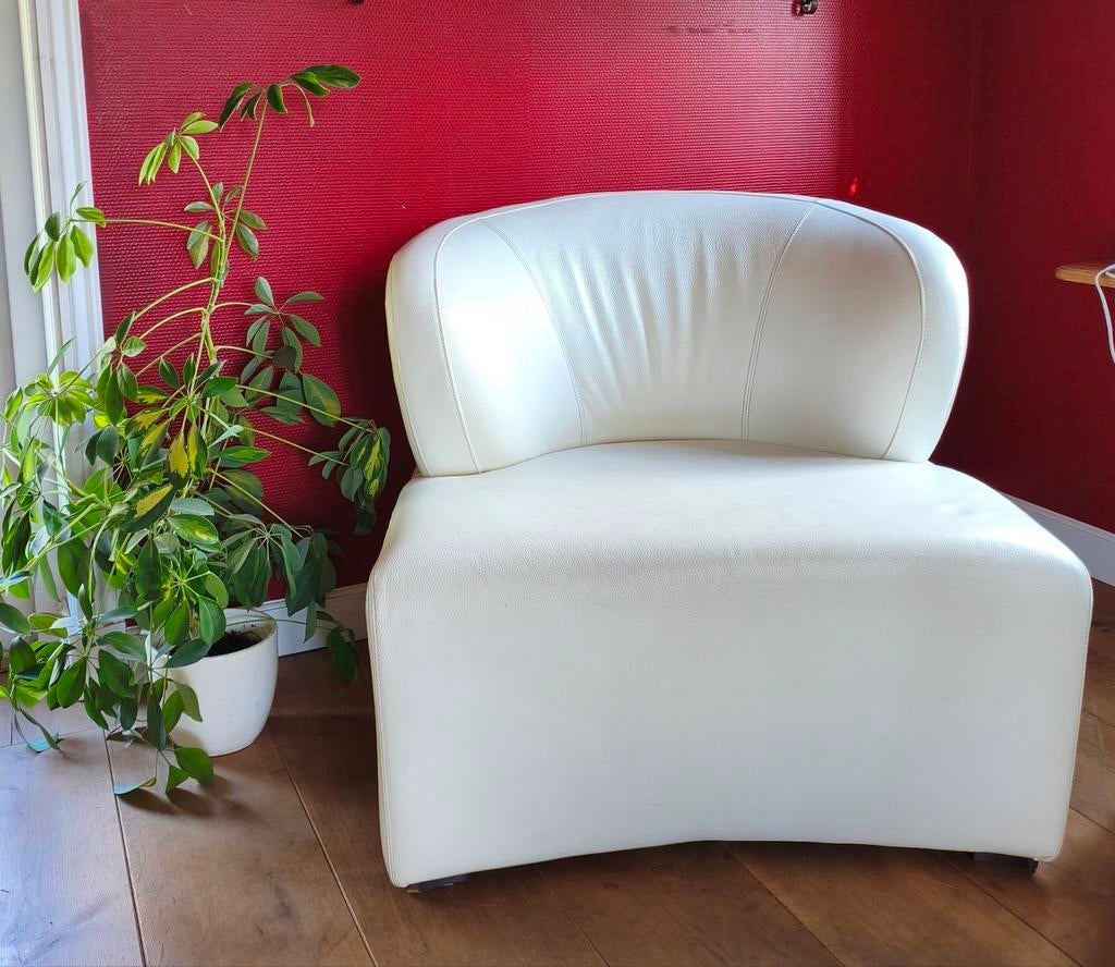 Vintage lederen fauteuil, Ophalen, Gebruikt, Vintage, 75 tot 100 cm