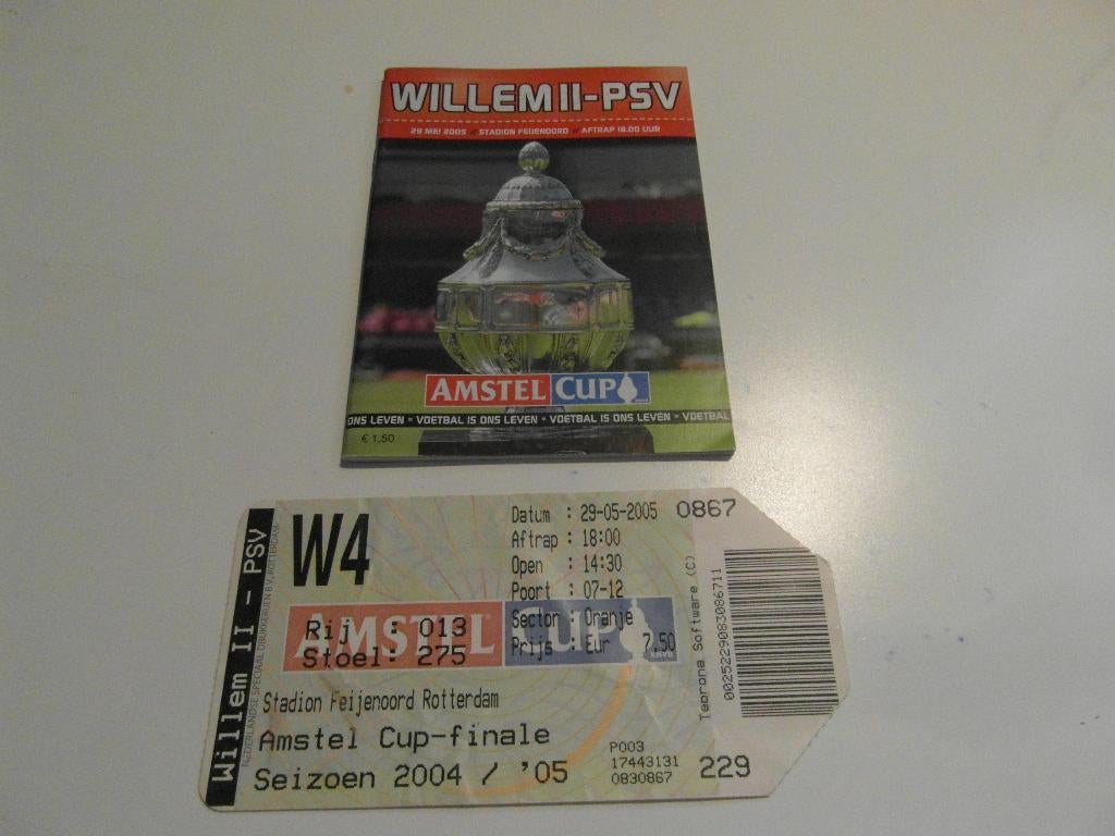 programma ticket psv willem II 2 knvb beker finale 2005, Ophalen of Verzenden, Zo goed als nieuw, Willem II, Overige typen