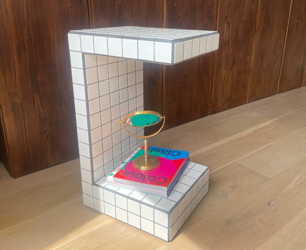 Stevig keramische tegel tafeltje modulair, Overige materialen, Minder dan 55 cm, Vierkant, Zo goed als nieuw