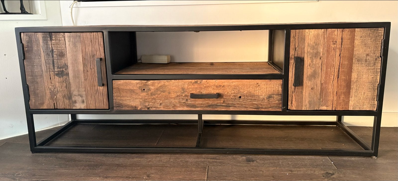 TV-meubel met 2 kastjes en lade, Ophalen, 150 tot 200 cm, Zo goed als nieuw, Minder dan 100 cm