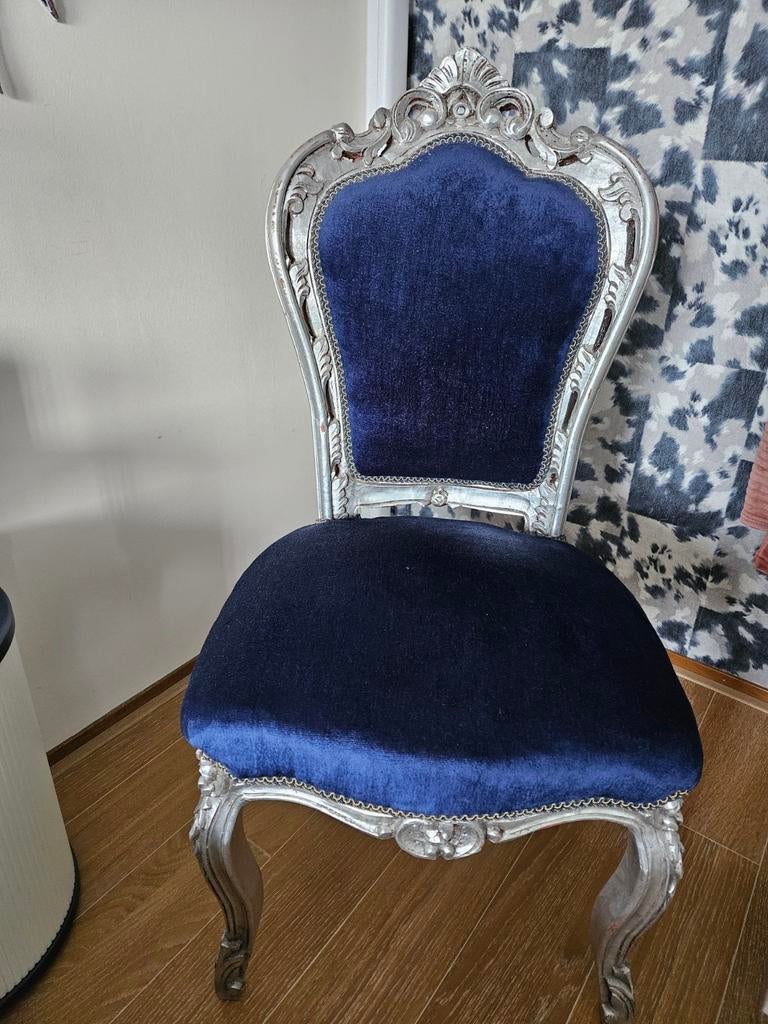 Barok stoel donkerblauw/zilver, Ophalen