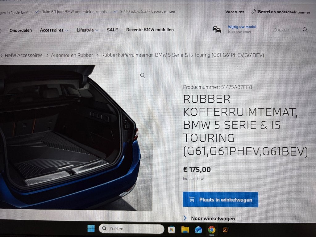 BMW Kofferbakmat rubber 5 serie touring, Auto-onderdelen, Ophalen of Verzenden, Nieuw, BMW