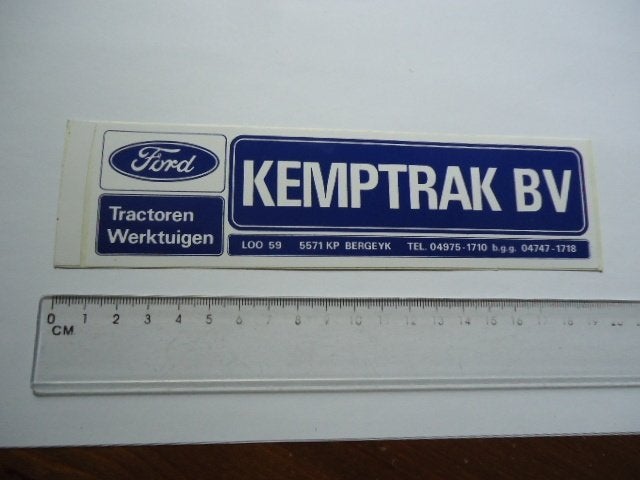 sticker oud FORD TRAKTOR Dealer Kemptrak Bergeyk machine, Verzenden, Zo goed als nieuw, Bedrijf of Vereniging