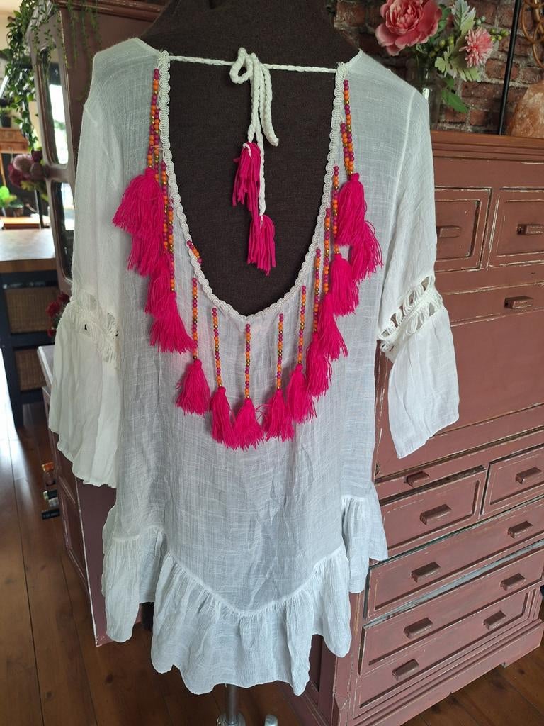 Tuniek ibiza boho style maat m l 40 42 44, Kleding | Dames, Ophalen of Verzenden, Zo goed als nieuw, Maat 38/40 (M)