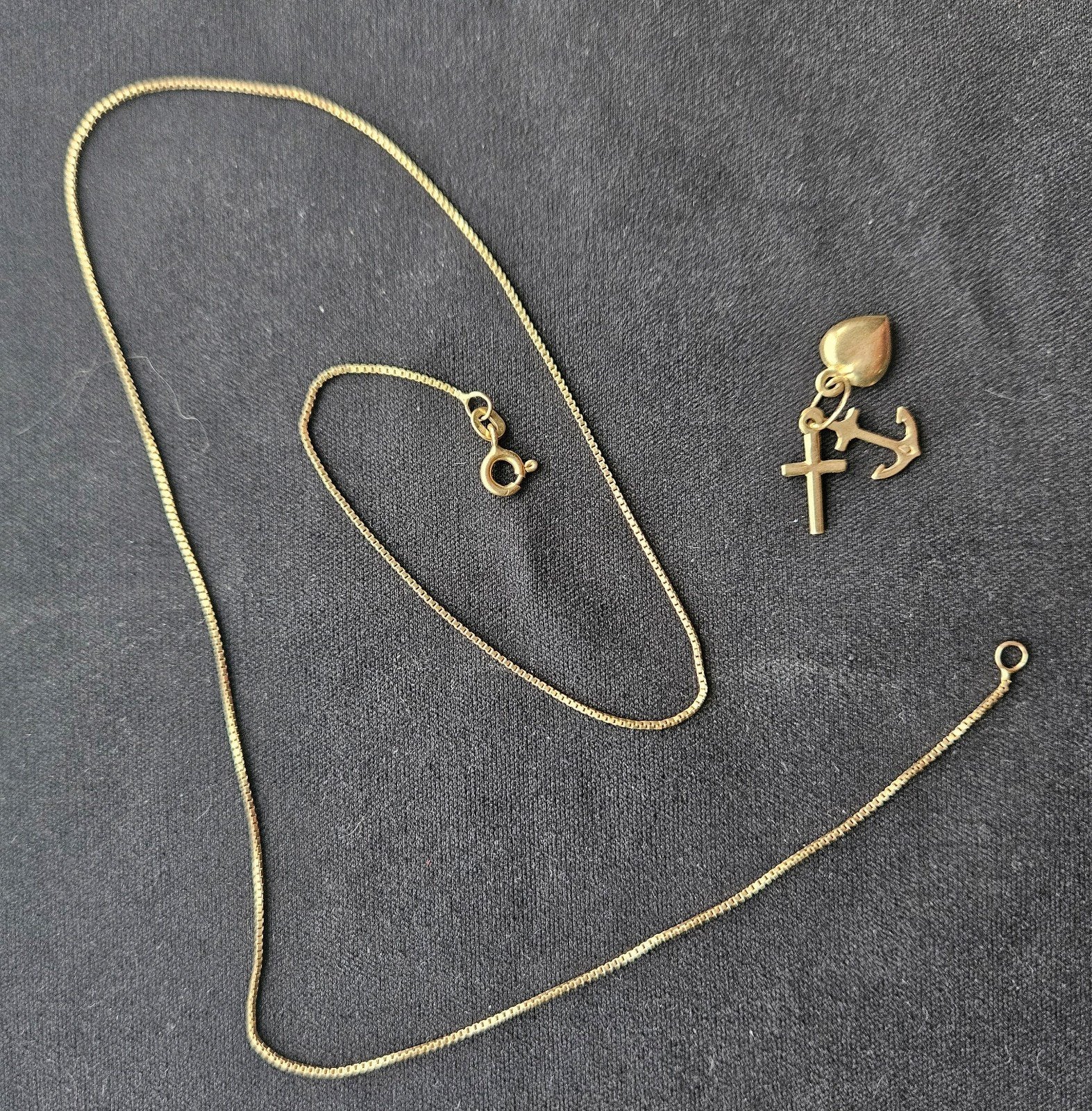 Ketting 14K goud met hoop, geloof en liefde, Ophalen of Verzenden, Zo goed als nieuw, Goud, Goud