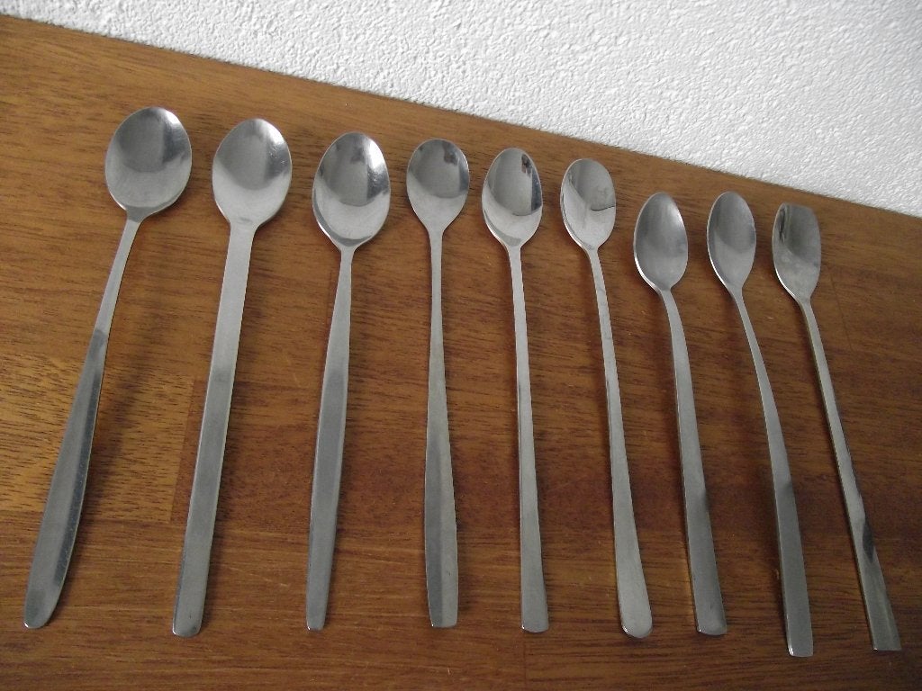 9 RVS lange lepels ijslepel longdrink lepel 19-20 cm p stuk, Ophalen of Verzenden