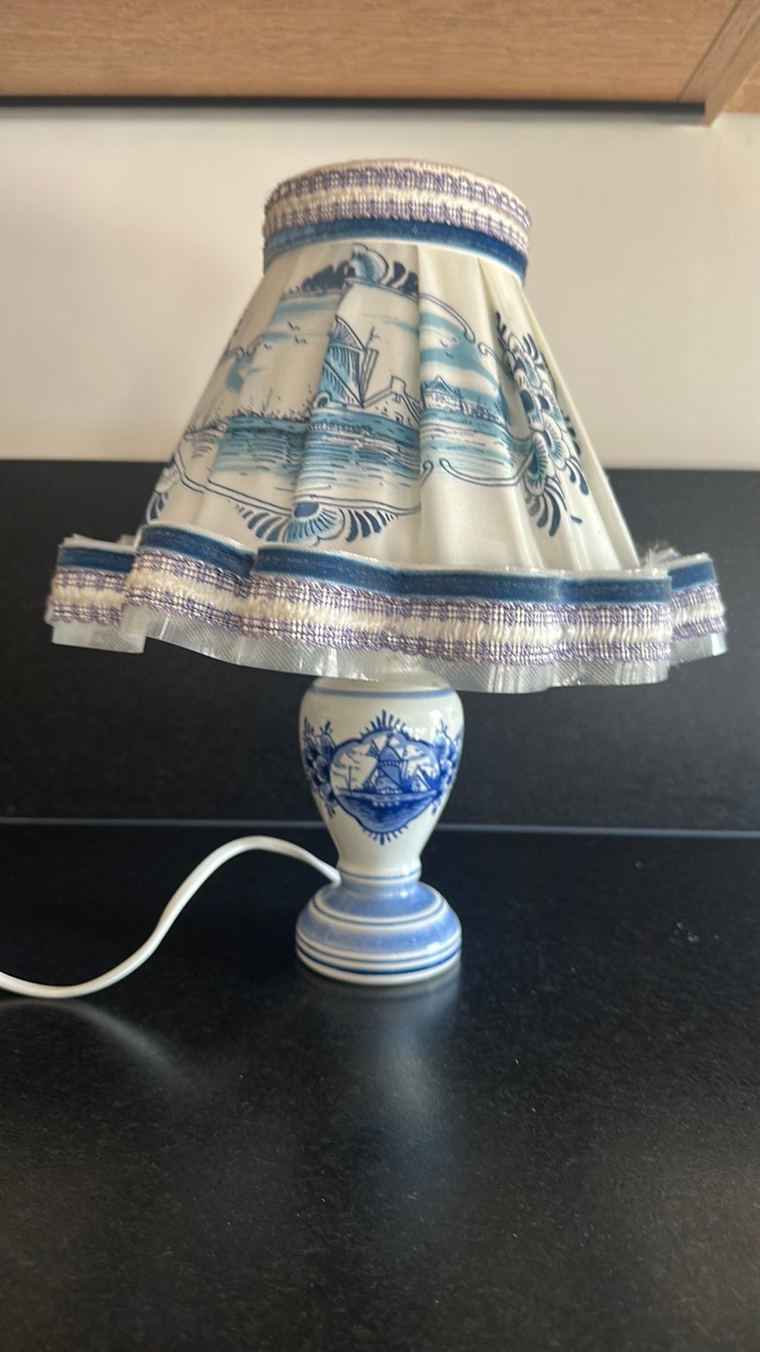 Delfts blauwe holland lamp handgeschilderd, Blauw, Ophalen, Gebruikt, Klassiek