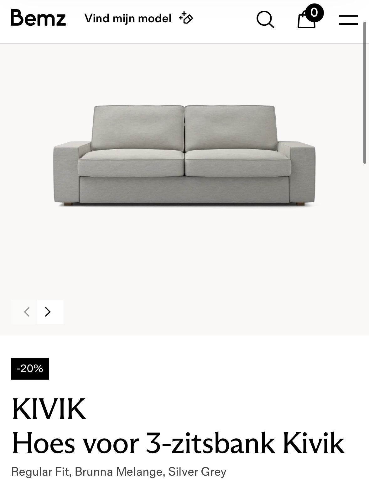 KIVIK Hoes voor 3-zitsbank Kivik Regular Fit, Silver Grey, Ophalen, Overige materialen, Gebruikt, Driepersoons