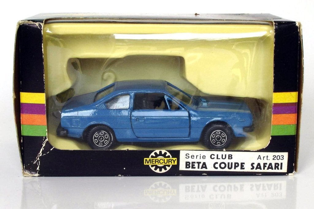Lancia Beta Coupé nr. 203 blauw Mercury 1:43, Hobby en Vrije tijd, Modelauto's | 1:43, Ophalen of Verzenden, Zo goed als nieuw