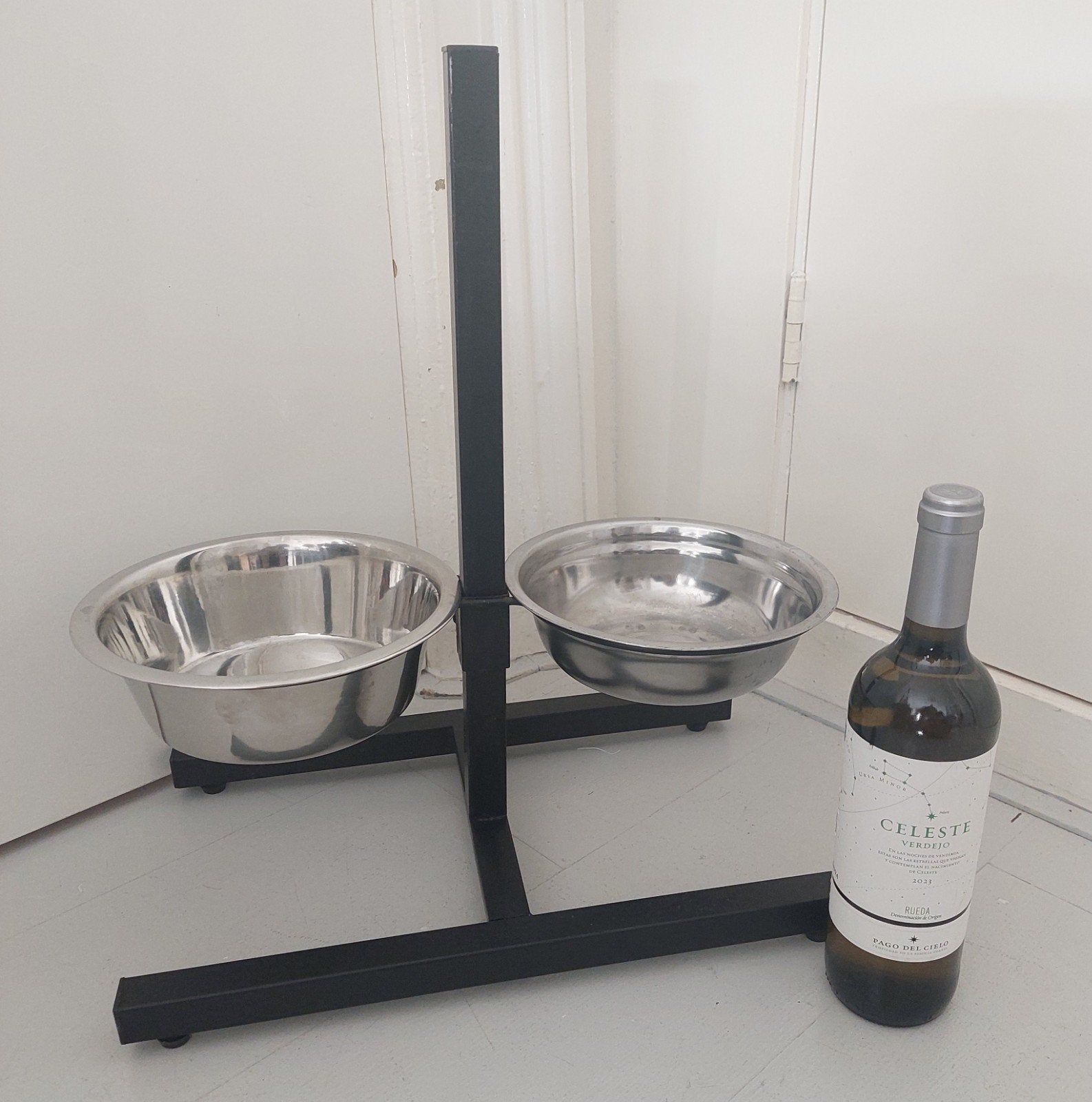 Adori Voerbak + Waterbak 21cm  Standaard H-model Verstelbaar, Dieren en Toebehoren, Ophalen of Verzenden, Verstelbaar