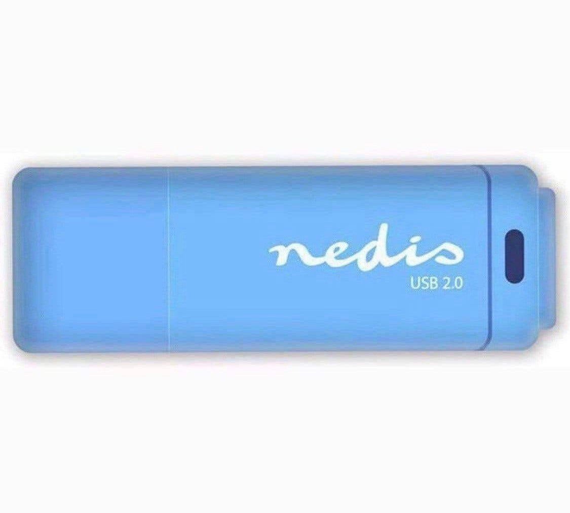 Nedis USB 2.0 Flash Drive /Usb stick 16GB Blauw, Ophalen of Verzenden, Nieuw, 16 GB