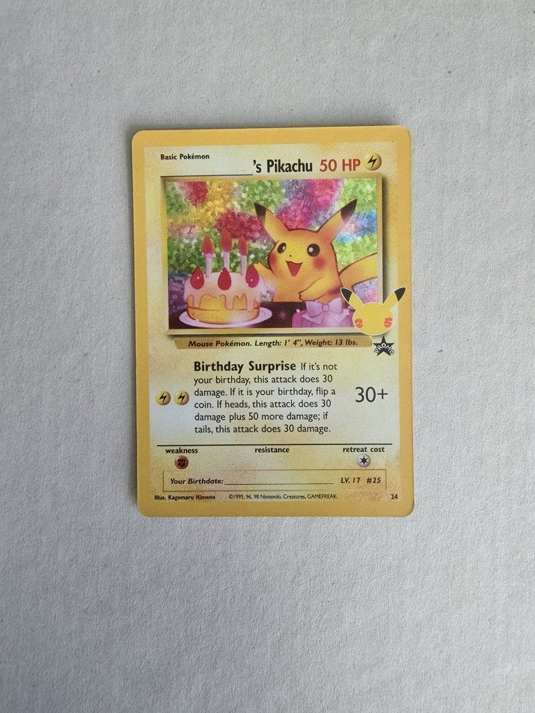 Pikachu’s Birthday #24/53, Celebrations, 25 jaar Pokémon, Ophalen of Verzenden, Zo goed als nieuw, Losse kaart